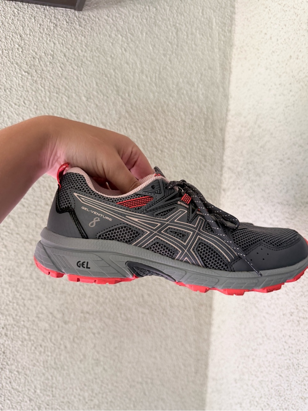 ASICS Kids Gel-Venture 8 Gray with Pink Accents Sneakers